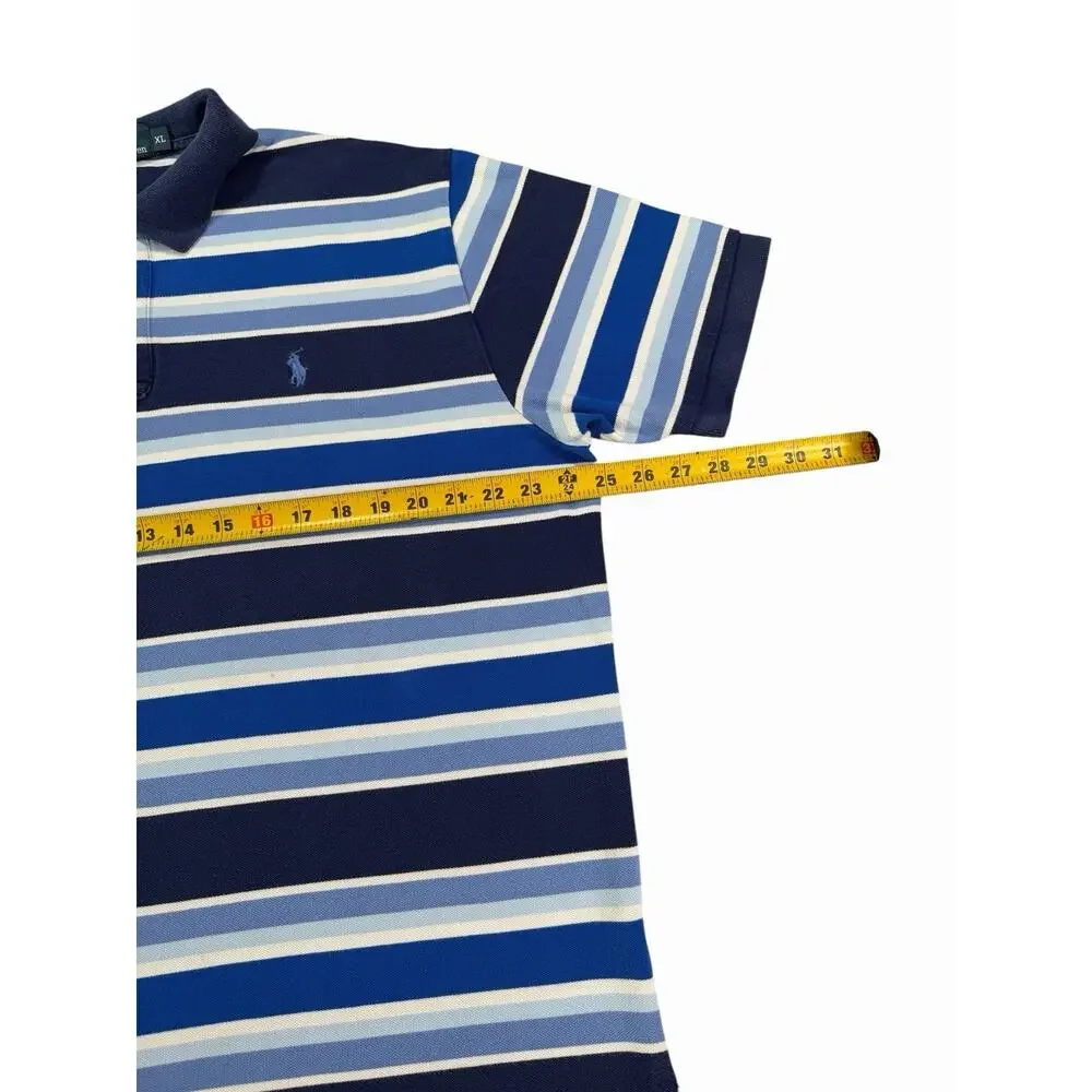 Polo Ralph Lauren Striped Polo Shirt XL Blue White Short Sleeve Embroidered Logo